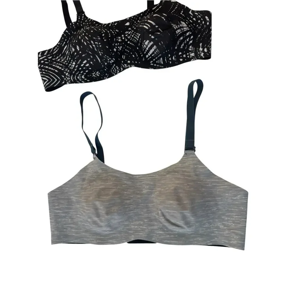 Knix Size 1 Wireless T-shirt Bra LOT of 2 Gray and Black / White #NE208